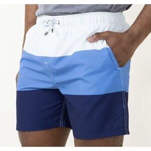 NWT Simply‎ Southern Men's Blue Tri-color Mesh Lined Swim Shorts XL
